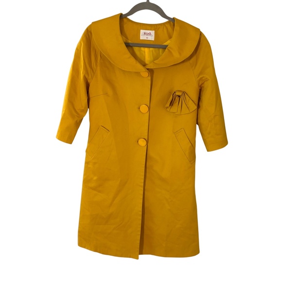 Vintage Bions Mustard Yellow Coat Dress Size 40 (Fits M/L) - Picture 1 of 12
